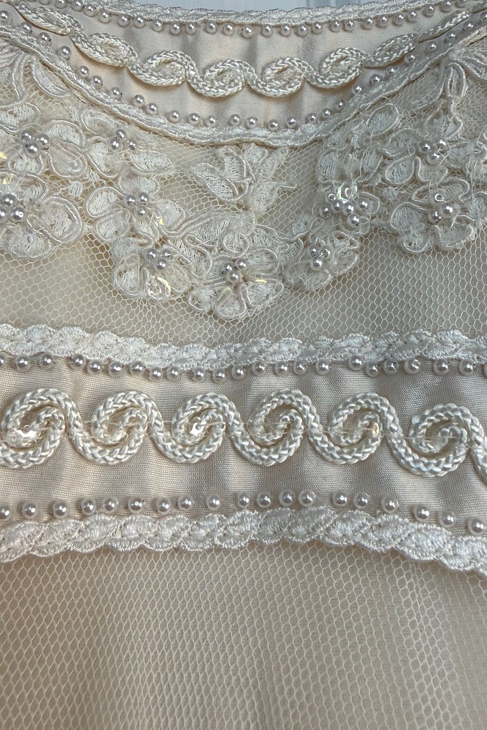Vintage Alençon Lace Couture Dress w/Veil - Image 5